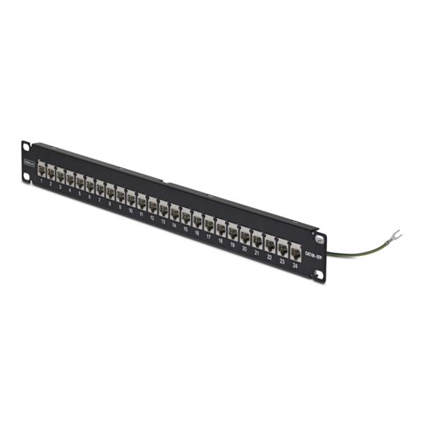 パッチパネル/1U/フィードスルー型/Cat6a 24ポート/シールドSTP RJ45/カテゴリ6A イーサネットパネル