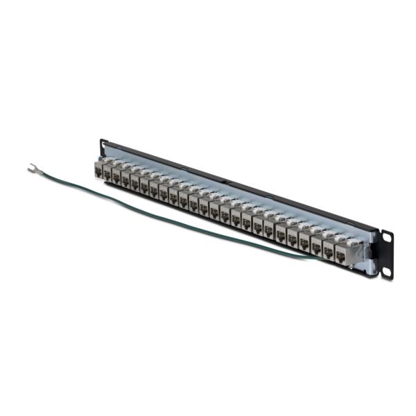 パッチパネル/1U/フィードスルー型/Cat6a 24ポート/シールドSTP RJ45/カテゴリ6A イーサネットパネル