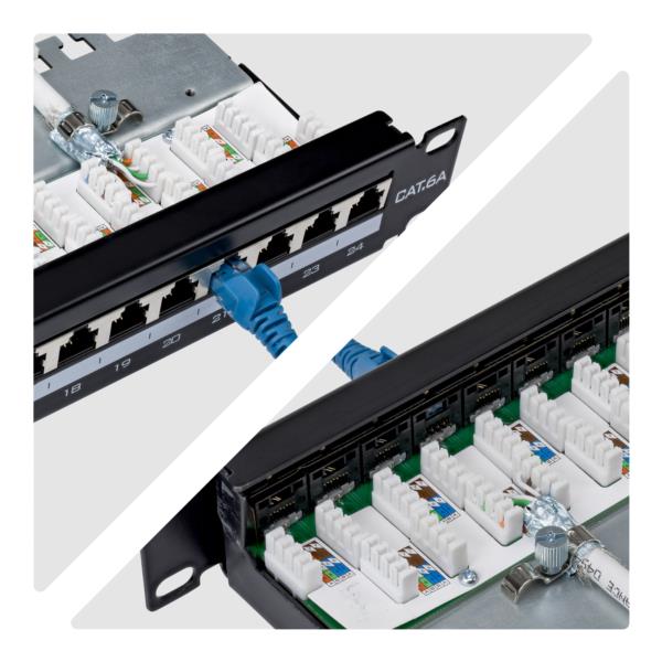 パッチパネル/1U/CAT6A 24ポート/シールドSTP/110型 パンチダウン/RJ45/イーサネットパネル