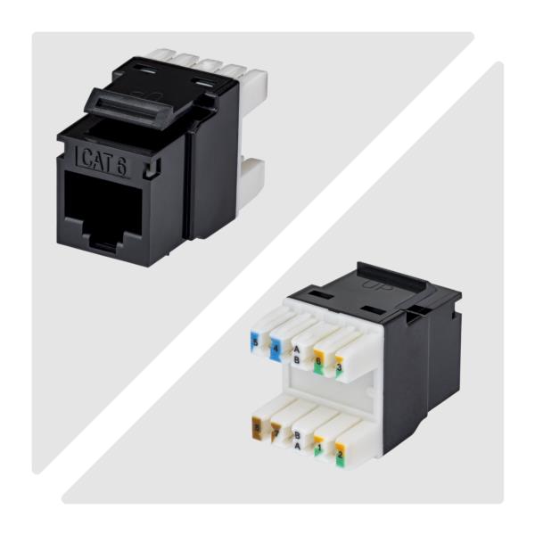 RJ45キーストーンジャック/CAT6対応/24個入/UTP非シールド/110パンチダウン/180度配線/ブラック