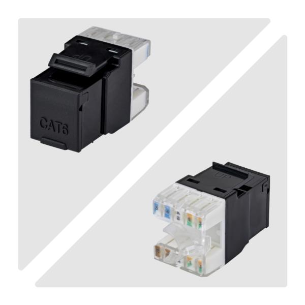 RJ45キーストーンジャック/CAT6対応/24個入/UTP非シールド/110パンチダウン/180度配線/ブラック
