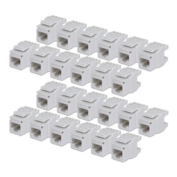 RJ45キーストーンジャック/CAT6対応/24個入/UTP非シールド/110パンチダウン/180度配線/ホワイト