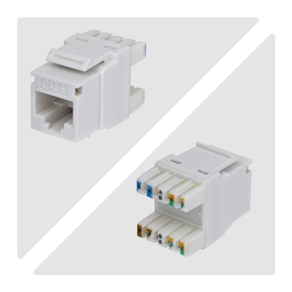 RJ45キーストーンジャック/CAT6対応/24個入/UTP非シールド/110パンチダウン/180度配線/ホワイト