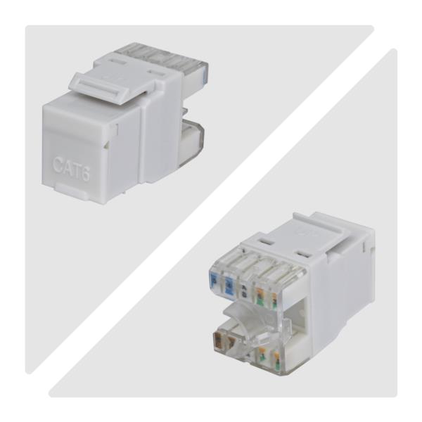 RJ45キーストーンジャック/CAT6対応/24個入/UTP非シールド/110パンチダウン/180度配線/ホワイト