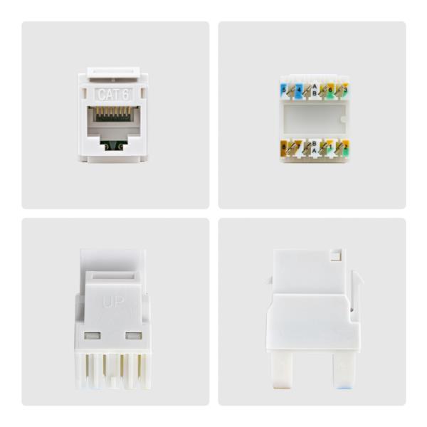 RJ45キーストーンジャック/CAT6対応/24個入/UTP非シールド/110パンチダウン/180度配線/ホワイト