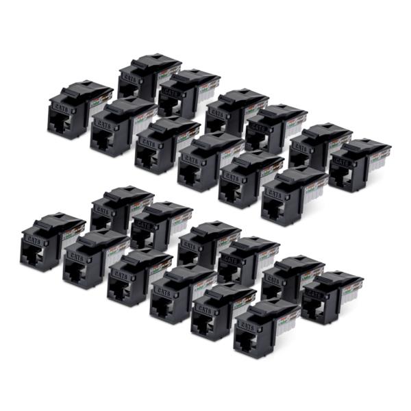 RJ45キーストーンジャック/CAT6対応/24個入/UTP非シールド/110パンチダウン/90度配線/ブラック