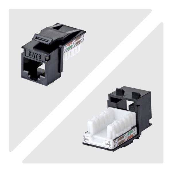RJ45キーストーンジャック/CAT6対応/24個入/UTP非シールド/110パンチダウン/90度配線/ブラック