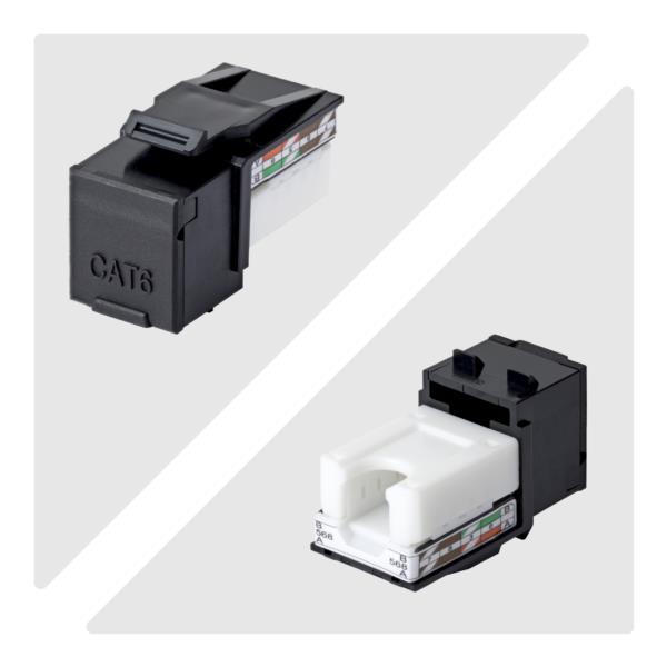 RJ45キーストーンジャック/CAT6対応/24個入/UTP非シールド/110パンチダウン/90度配線/ブラック