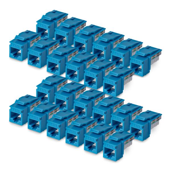 RJ45キーストーンジャック/CAT6対応/24個入/UTP非シールド/110パンチダウン/90度配線/ブルー