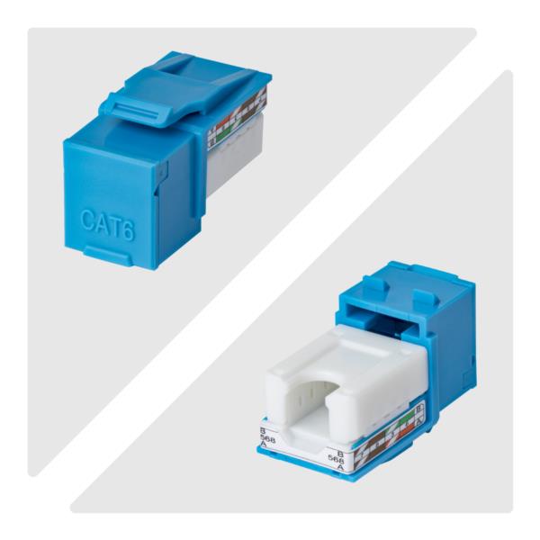 RJ45キーストーンジャック/CAT6対応/24個入/UTP非シールド/110パンチダウン/90度配線/ブルー