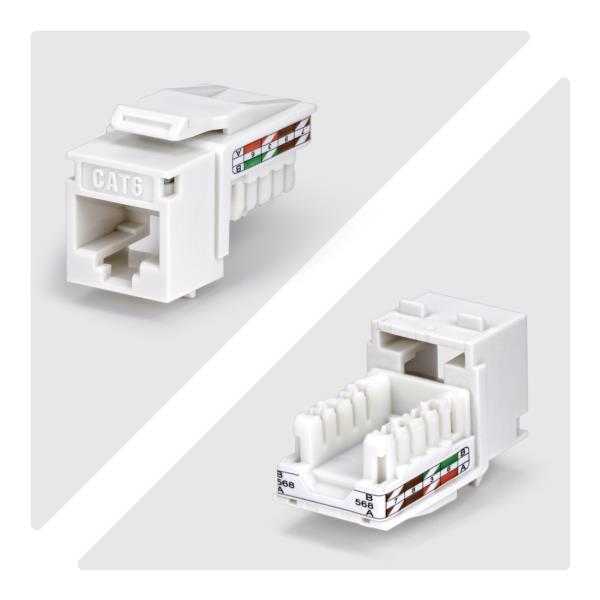 キーストーンジャック/Cat6対応/24個パック/RJ45 UTP仕様/90度/110パンチダウン/イーサネットLAN