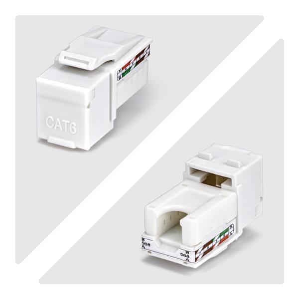 キーストーンジャック/Cat6対応/24個パック/RJ45 UTP仕様/90度/110パンチダウン/イーサネットLAN