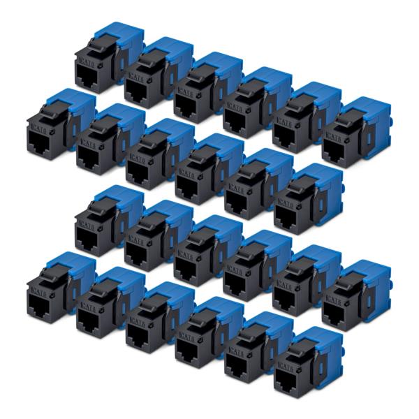 RJ45キーストーンジャック/CAT6対応/24個入/UTP非シールド/工具不要/180度配線/ブラック/LAN配線用
