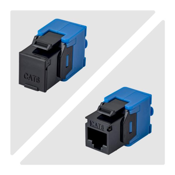 RJ45キーストーンジャック/CAT6対応/24個入/UTP非シールド/工具不要/180度配線/ブラック/LAN配線用