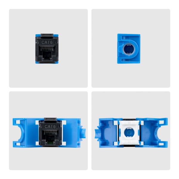 RJ45キーストーンジャック/CAT6対応/24個入/UTP非シールド/工具不要/180度配線/ブラック/LAN配線用