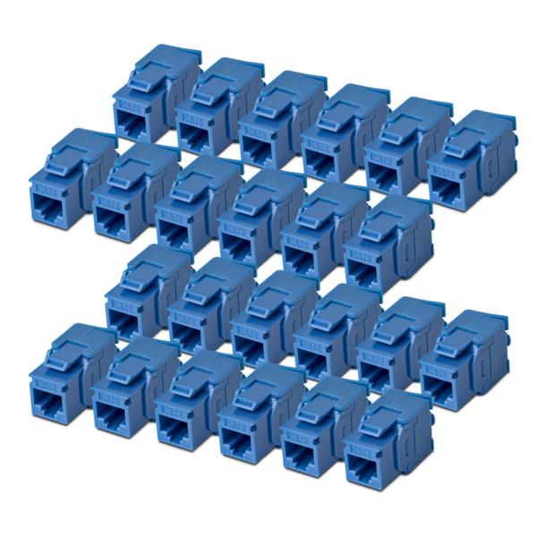 RJ45キーストーンジャック/CAT6対応/24個入/UTP非シールド/工具不要/180度配線/ブルー/LAN配線用