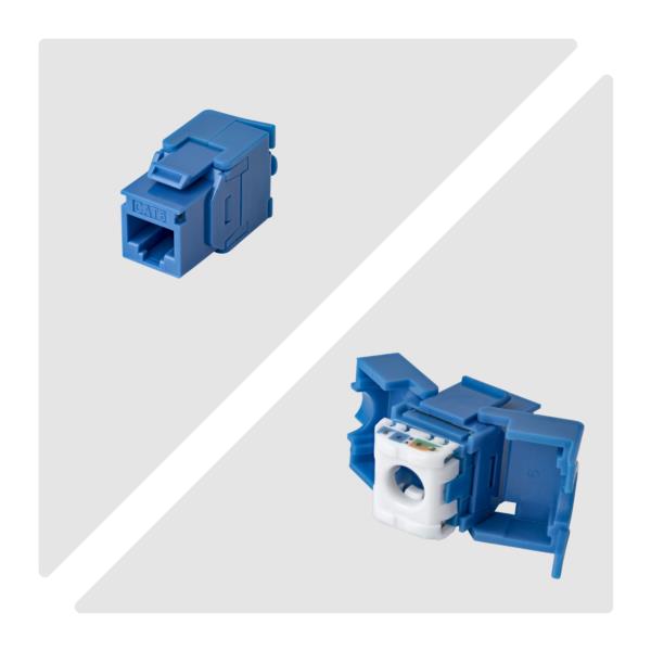 RJ45キーストーンジャック/CAT6対応/24個入/UTP非シールド/工具不要/180度配線/ブルー/LAN配線用