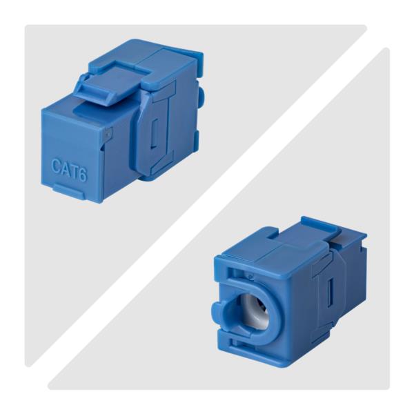 RJ45キーストーンジャック/CAT6対応/24個入/UTP非シールド/工具不要/180度配線/ブルー/LAN配線用