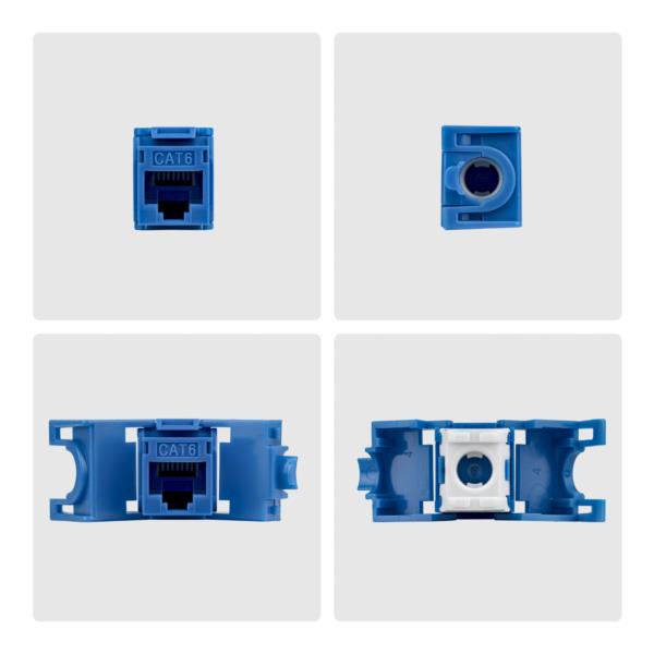 RJ45キーストーンジャック/CAT6対応/24個入/UTP非シールド/工具不要/180度配線/ブルー/LAN配線用