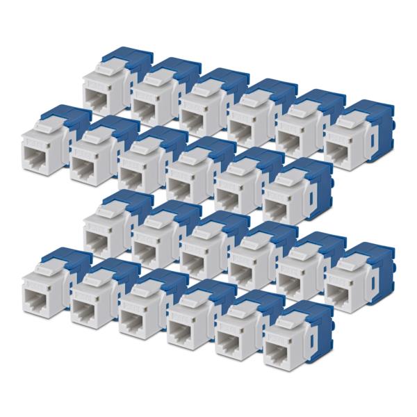 RJ45キーストーンジャック/CAT6対応/24個入/UTP非シールド/工具不要/180度配線/ホワイト/LAN配線用