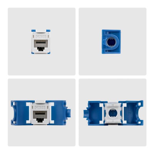 RJ45キーストーンジャック/CAT6対応/24個入/UTP非シールド/工具不要/180度配線/ホワイト/LAN配線用