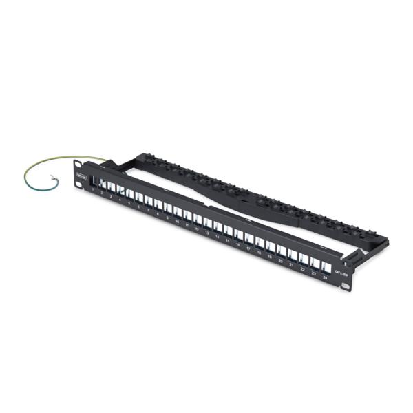 パッチパネル/ラックマウント型/1U 24ポート/ブランクキーストーン/RJ45 STP/データセンター LAN配線向け