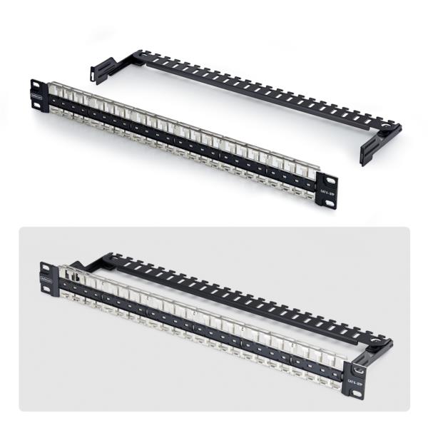 パッチパネル/ラックマウント型/1U 48ポート/ブランクキーストーン/RJ45 STP/データセンター LAN配線向け