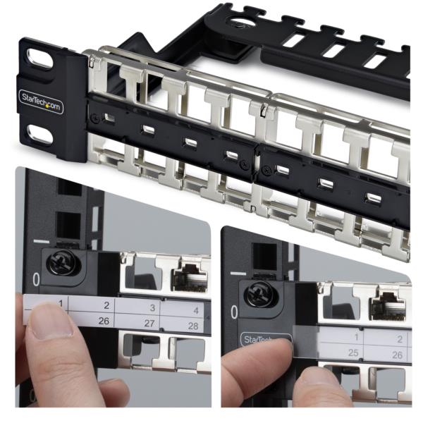 パッチパネル/ラックマウント型/1U 48ポート/ブランクキーストーン/RJ45 STP/データセンター LAN配線向け