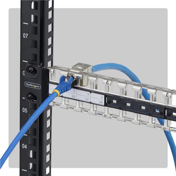 パッチパネル/ラックマウント型/1U 48ポート/ブランクキーストーン/RJ45 STP/データセンター LAN配線向け