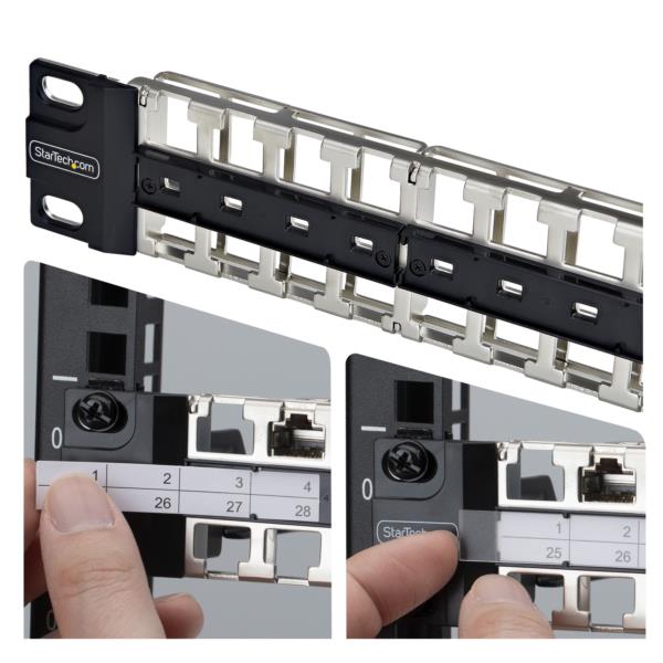 パッチパネル/ラックマウント型/1U 48ポート/ブランクキーストーン/RJ45 STP/データセンター LAN配線向け