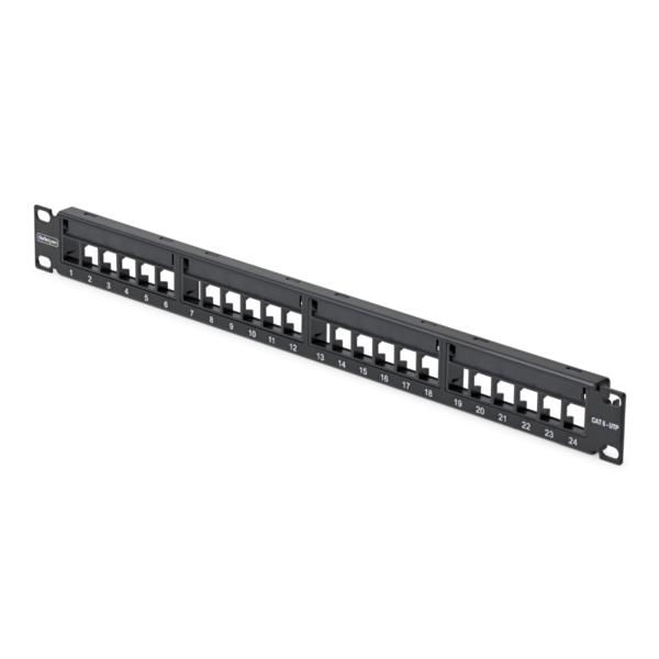 パッチパネル/ラックマウント型/1U 24ポート/ブランクキーストーン/RJ45 UTP/データセンター LAN配線向け