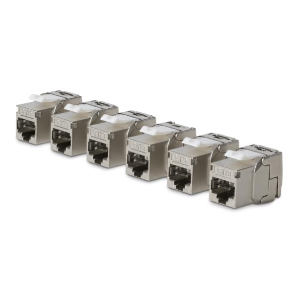 キーストーンジャック/Cat8対応/6個パック/RJ45 STPシールド仕様/180度/工具不要/イーサネットLAN