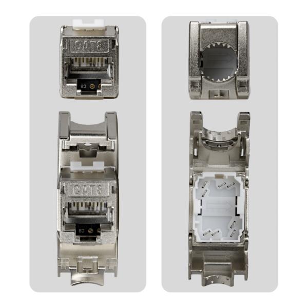 キーストーンジャック/Cat8対応/6個パック/RJ45 STPシールド仕様/180度/工具不要/イーサネットLAN