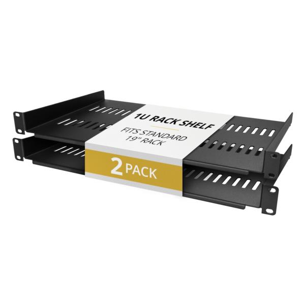 サーバーラック棚板/2枚セット/1U/19インチラック対応/カンチレバー型/奥行き25cm/耐荷重 各20kg/通気口付