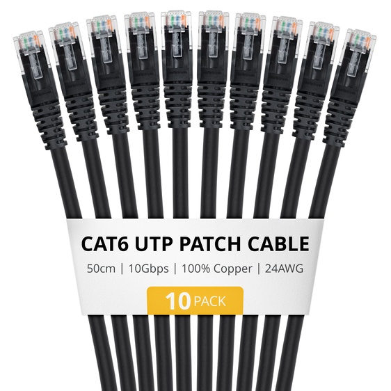 Cat6 LANケーブル/10本セット/3m/ブラック/UTP/24AWG/純銅導体/100W PoE/カテゴリ6