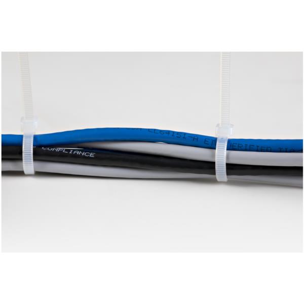 結束バンド/ナイロンケーブルタイ/1000本入りパック/ホワイト/長さ25cm/幅4mm/ケーブル束の直径68mm/引張強度22kg/UL94V-2規格認定品
