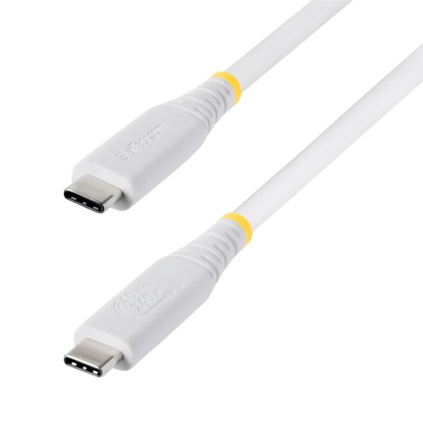 USB4ケーブル/1m/40Gbps/Type-C/240W/8K60Hz/DP2.1/ホワイト/高速充電 データ転送