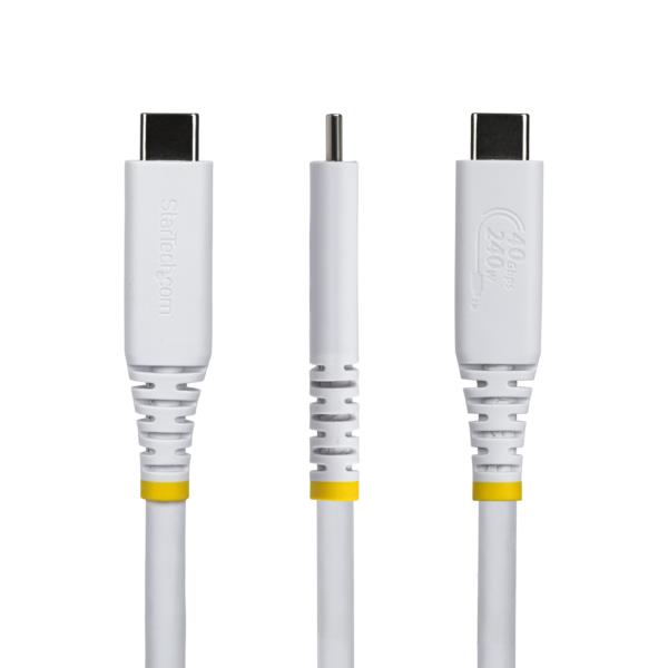 USB4ケーブル/1m/40Gbps/Type-C/240W/8K60Hz/DP2.1/ホワイト/高速充電 データ転送