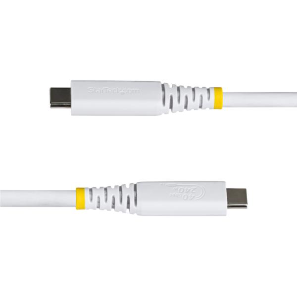 USB4ケーブル/1m/40Gbps/Type-C/240W/8K60Hz/DP2.1/ホワイト/高速充電 データ転送