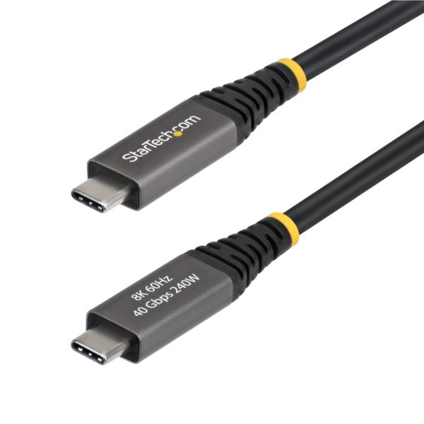 USB4ケーブル/2m/40Gbps/USB Type-C/240W/8K 60Hz/DP2.1/ブラック/高速充電 データ転送