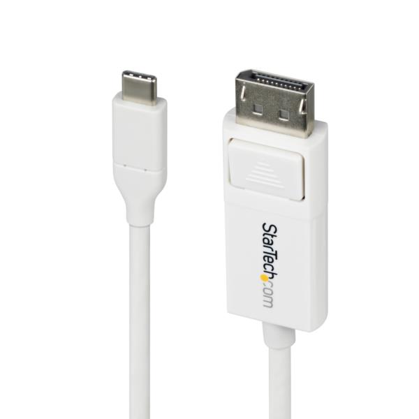 USB-C - DisplayPort 1.2変換ケーブル/2m/4K60Hz/双方向/ホワイト/ディスプレイコンバータ