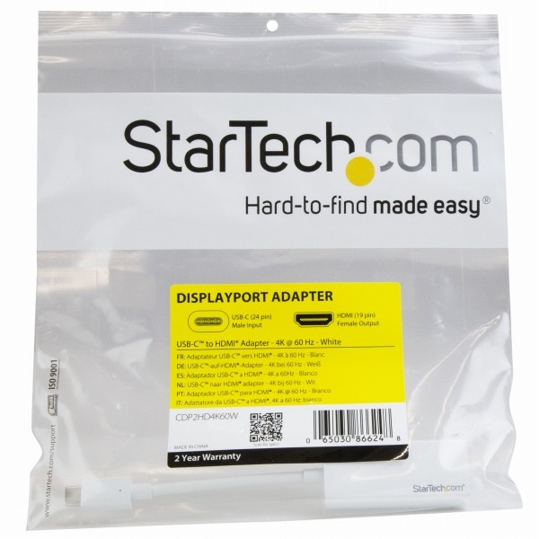USB-C-HDMI変換アダプタホワイト4K/60Hz対応USBType-C(オス)-HDMI(メス)