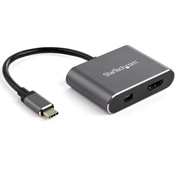 USB-C-MiniDisplayPort/HDMI変換アダプタ4K/60Hz対応USBType-C接続HDMI/MiniDP2in1アダプタ