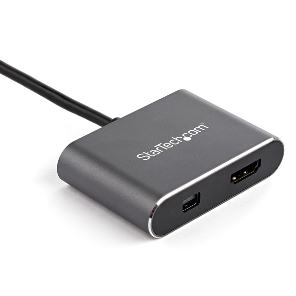 USB-C-MiniDisplayPort/HDMI変換アダプタ4K/60Hz対応USBType-C接続HDMI/MiniDP2in1アダプタ