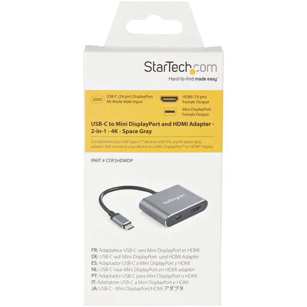 USB-C-MiniDisplayPort/HDMI変換アダプタ4K/60Hz対応USBType-C接続HDMI/MiniDP2in1アダプタ