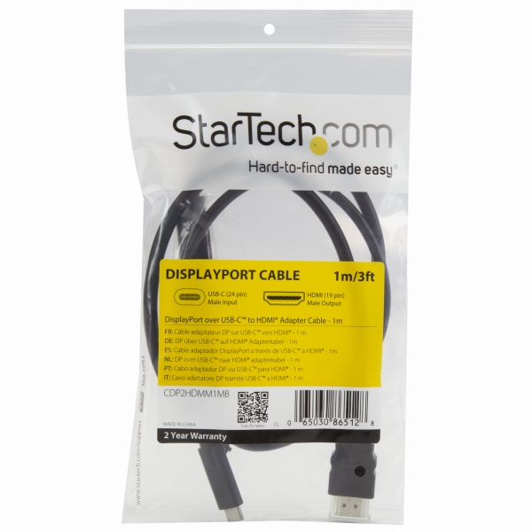 USB-C-HDMI変換アダプタケーブル1m4K/30Hz入力:USBType-C(オス)-出力:HDMI(オス)