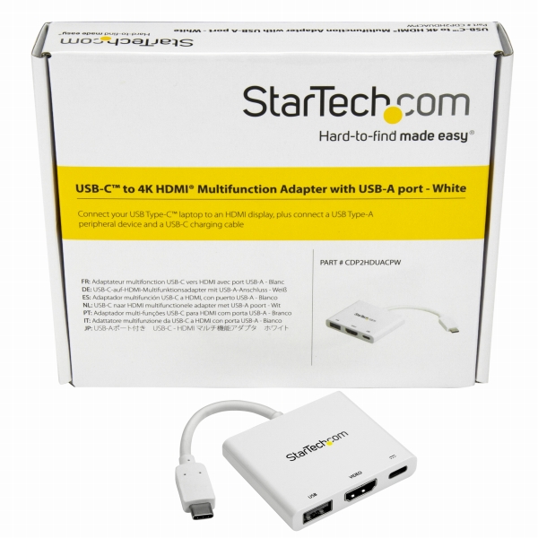 USBType-C接続HDMIディスプレイ変換アダプタホワイト4K/30HzThunderbolt3互換60WUSBPowerDelivery