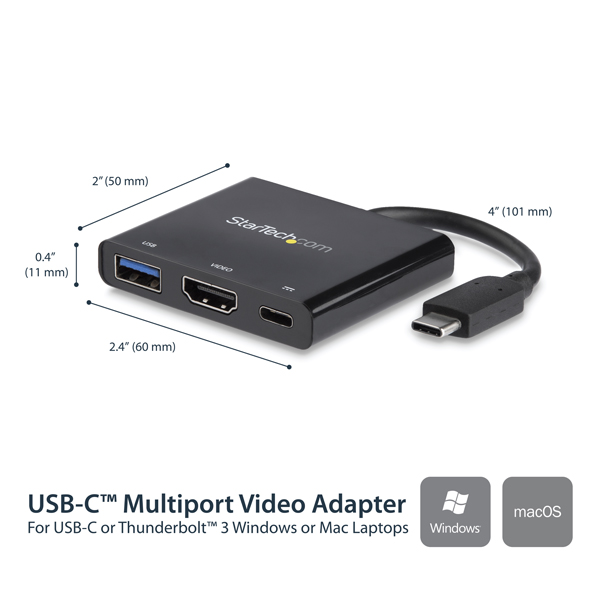 USBType-C接続HDMIディスプレイ変換アダプタ4K/30HzThunderbolt3互換60WUSBPowerDelivery