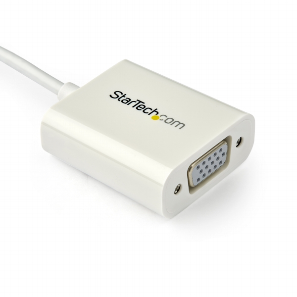 USB-C-VGA変換アダプタ(ホワイト)USBType-C(オス)-アナログRGB/D-Sub15ピン(メス)ビデオコンバータ1920x1200/1080pに対応