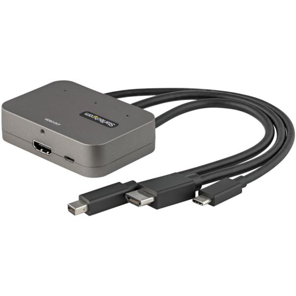 3in1HDMIマルチ変換アダプタ/3入力(USB-C、MiniDisplayPort、HDMI)-1出力(HDMI)/会議室ディスプレイアダプタ